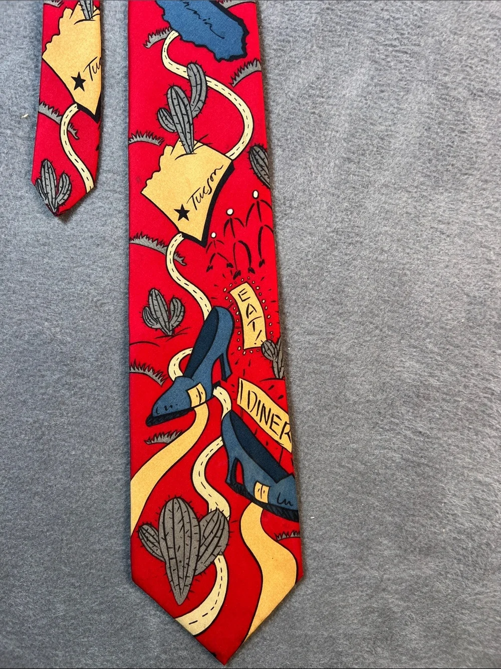The Beatles ‘Get Back’ Red Silk Novelty Tie with Blue and Yellow Accents